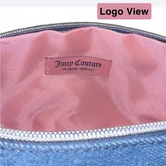 Juicy Couture Blue Denim Cosmetics Bag w/ Bonus Travel Bottle - Picture 3 of 12